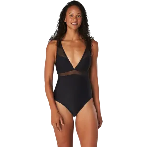 Women's V Neck Mesh One Piece