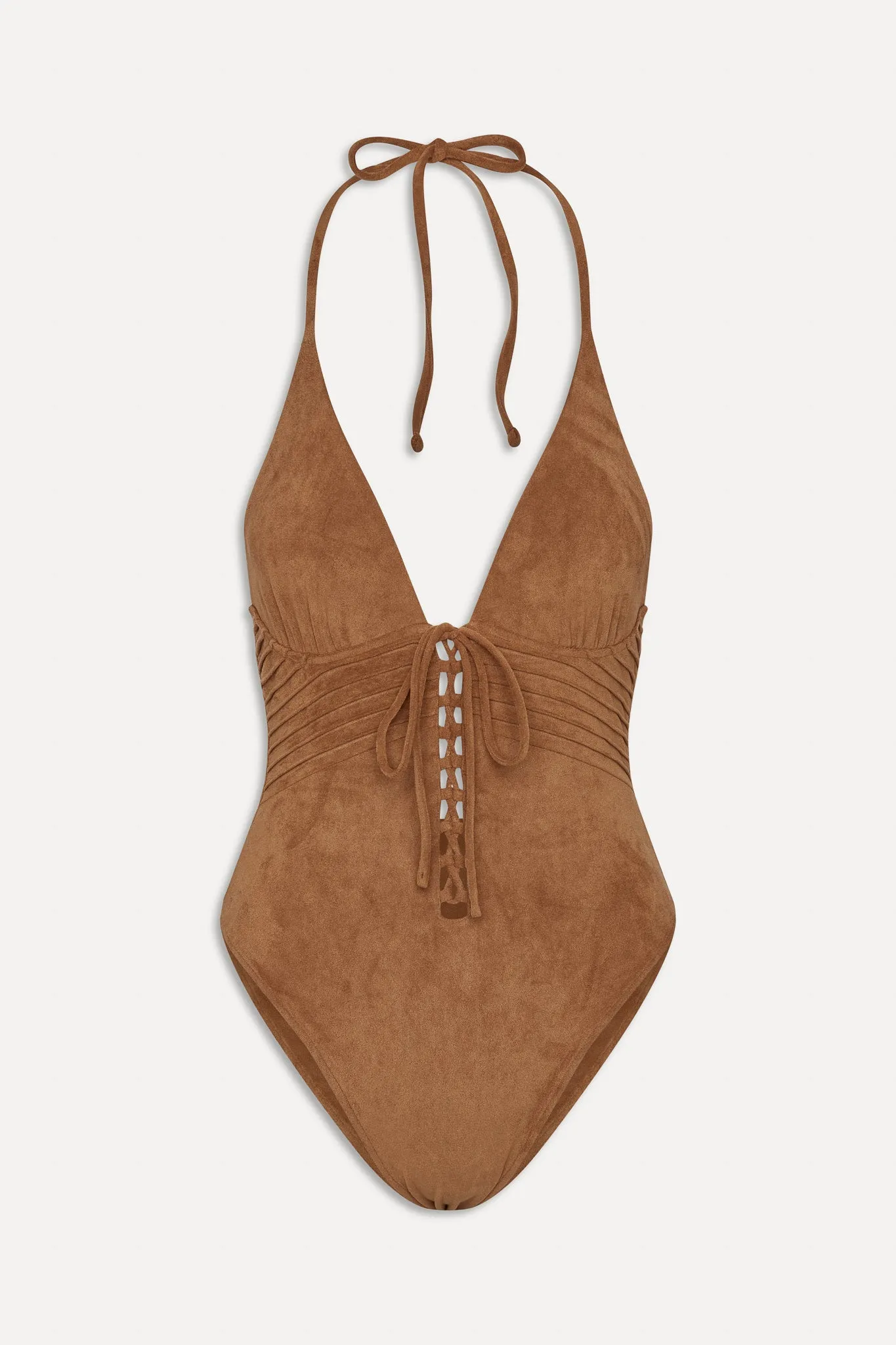 x BELLA HADID Barrel  Suede One Piece Swimsuit - Sunkissed Suede