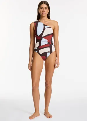 Zarla One Shoulder One Piece - Ruby